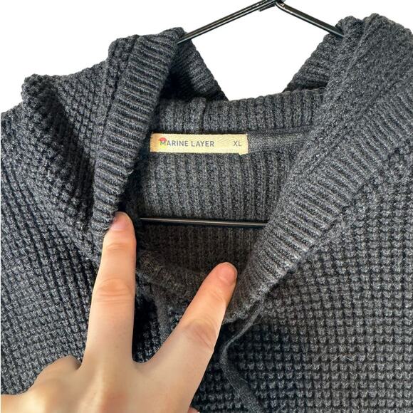 Marine Layer Georgia Hoodie Sweater Charcoal Heather Gray XL Wool Blend - Picture 4 of 8